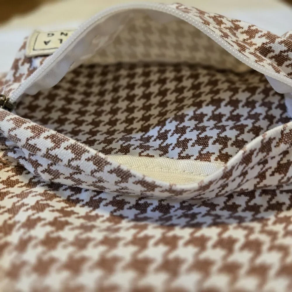 Billabong Mini Mama Houndstooth Backpack Purse Brown Beige Small Cotton‎ Bag